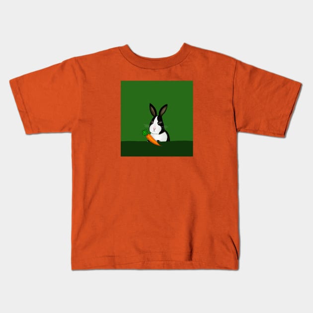 Picture Day Yay! Folk Bunny on green Kids T-Shirt by FranBail